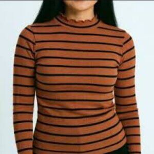 Loft Striped Long Sleeve Top XS